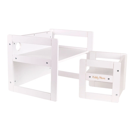 KiddyMoon Stolik + krzesło TC-002 Mebel zestaw mebelków, white