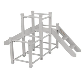 KiddyMoon Drewniany plac zabaw PG-001 Zabawka zjeżdżalnia, szary