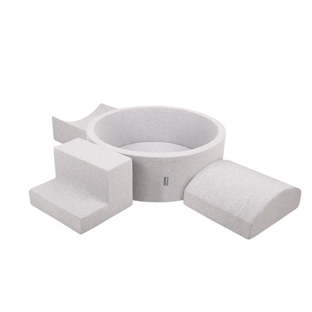 KiddyMoon Piankowy plac zabaw PPZP-OK30D-134 z piłeczkami Zabawka plac zabaw, jasnoszary: perła-szary-transparent-babyblue-mięta