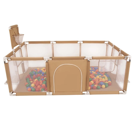 Boisko BO-100X z piłeczkami 6cm Zabawka kojec, beżowy: żółty-zielony-niebieski-czerwony-pomarańcz