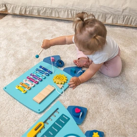 KiddyMoon Tablica manipulacyjna AB-001 Zabawka edukacyjna, blue