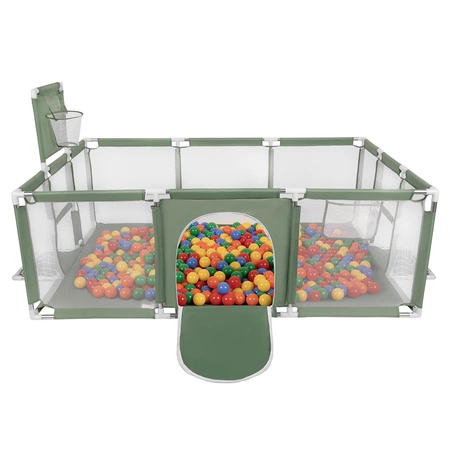 Boisko BO-100X z piłeczkami 6cm Zabawka kojec, zielony: żółty-zielony-niebieski-czerwony-pomarańcz