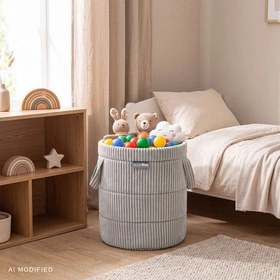 KiddyMoon KM-BIN Zabawka kosz, jasnoszary