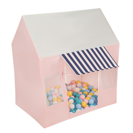 Domek do zabawy PH-300X z piłeczkami 6cm Zabawka namiot dla dzieci, różowo-miętowy: biały-żółty-babyblue-pudrowy róż-turkus