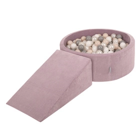 KiddyMoon Piankowy plac zabaw STRIPES PPZP-OK30VS-112 z piłeczkami Zabawka plac zabaw, fioletowy: pastelowy beż-biały-perła-szary