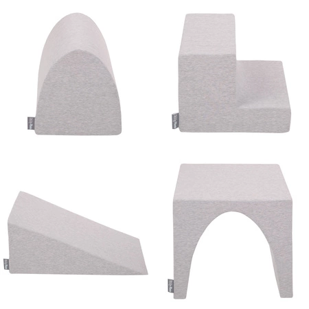 KiddyMoon Piankowy plac zabaw PPZP-KW30D-125 z piłeczkami Zabawka plac zabaw, jasnoszary: perła-szary-transparent-pudrowy róż