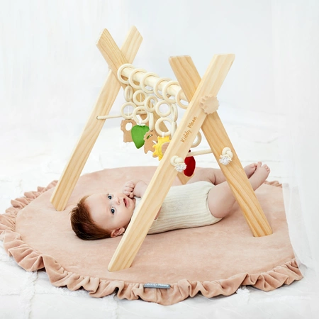 KiddyMoon Stojak gimnastyczny dla niemowląt BT-001 Zabawka edukacyjna, natural