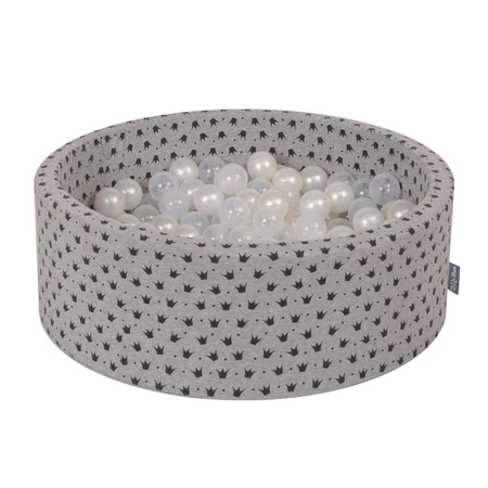 KiddyMoon Plastikowe piłeczki 7cm Zabawka zestaw kulek, perła-transparent