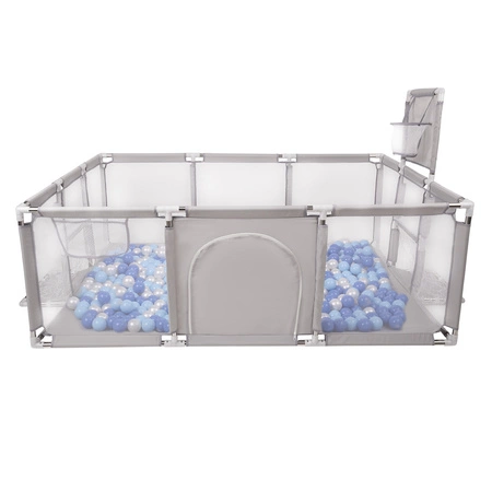Boisko BO-100X z piłeczkami 6cm Zabawka kojec, szary: niebieski-babyblue-perła