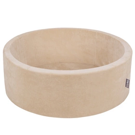 KiddyMoon Suchy basen okrągły VELVET z piłeczkami 7cm Zabawka basen piankowy, beżowy