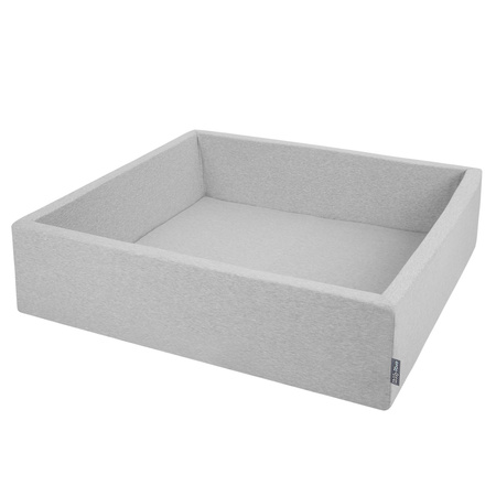 KiddyMoon Suchy basen kwadratowy z piłeczkami 7cm 120x30 Zabawka basen piankowy, jasnoszary: szary-biały-transparent-babyblue