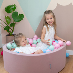 KiddyMoon Suchy basen okrągły z piłeczkami 7cm Zabawka basen piankowy, wrzosowy: pudrowy róż-ciemny róż-babyblue-mięta