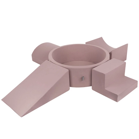 KiddyMoon Piankowy plac zabaw PPZP-OK30D-115 z piłeczkami Zabawka plac zabaw, wrzosowy: pastelowy niebieski-pastelowy żółty-biały-mięta-pudrowy róż