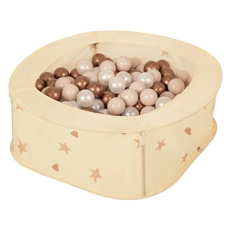 Kojec rozkładany NK-200X z piłeczkami 7cm Zabawka kojec, jasny beż: pastelowy beż-miedziany-perła