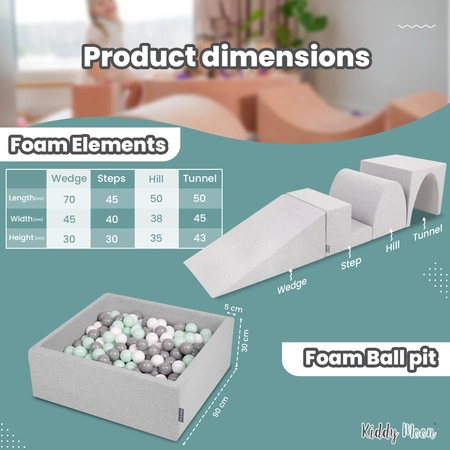 KiddyMoon Piankowy plac zabaw PPZ-244 Zabawka plac zabaw, jasnoszary