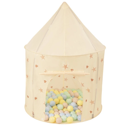 Pawilon PT-100X z piłeczkami 7cm Zabawka namiot dla dzieci, jasny beż: pastelowy beż-pastelowy niebieski-pastelowy żółty-mięta