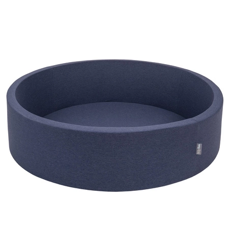 KiddyMoon Suchy basen okrągły z piłeczkami 7cm 120x30 Zabawka basen piankowy, granatowy: szary-biały-transparent-babyblue