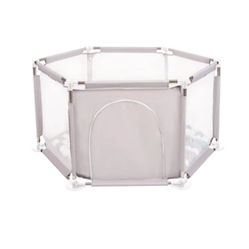 Sześciokąt składany KS-100X z piłeczkami 6cm Zabawka kojec, szary: szary-biały-turkus