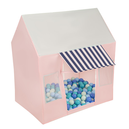 Domek do zabawy PH-300X z piłeczkami 6cm Zabawka namiot dla dzieci, różowo-miętowy: mięta-babyblue-turkus-niebieski