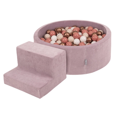KiddyMoon Piankowy plac zabaw STRIPES PPZP-OK30VS-122 z piłeczkami Zabawka plac zabaw, fioletowy: pastelowy beż-biały-miedziany-łososiowy