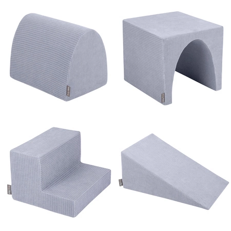 KiddyMoon Piankowy plac zabaw STRIPES PPZP-OK30VS-125 z piłeczkami Zabawka plac zabaw, ciemnoszary: perła-szary-transparent-babyblue