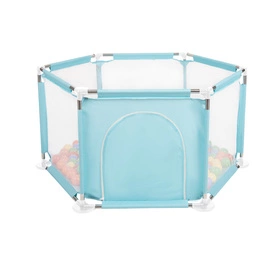  Sześciokąt składany KS-100X z piłeczkami 6cm Zabawka kojec, miętowy: żółty-zielony-niebieski-czerwony-pomarańcz