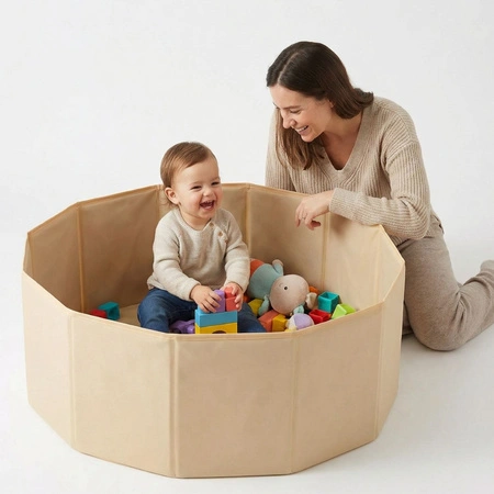 Suchy basen składany BS-100X Zabawka kojec, jasny beż