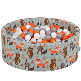 KiddyMoon Suchy basen okrągły 90x30 Zabawka basen piankowy, liski