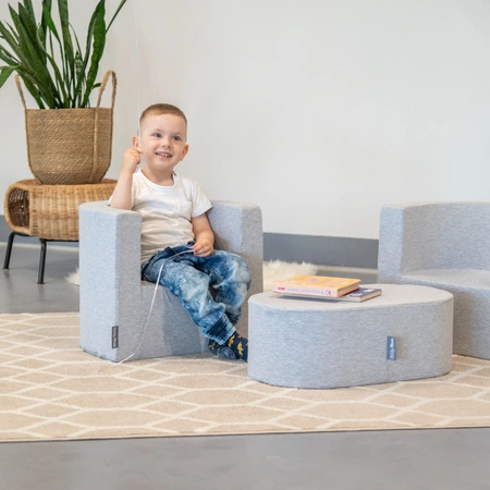 KiddyMoon Piankowy fotelik Mebel fotel, jasnoszary
