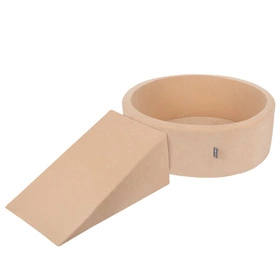 KiddyMoon Piankowy plac zabaw VELVET PPZP-OK30V-112 z piłeczkami Zabawka plac zabaw, beż piasku: pastelowy beż-łososiowy-biały