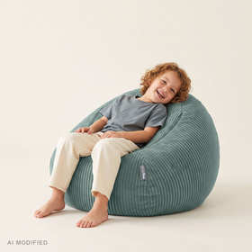 KiddyMoon KM-BAG-ES puf fotel worek na zabawki z zamkiem, zielony