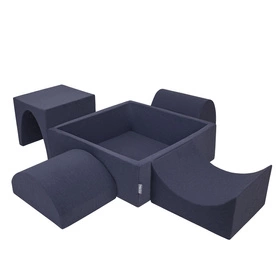 KiddyMoon Piankowy plac zabaw PPZP-KW30D-135 z piłeczkami Zabawka plac zabaw, granatowy: perła-szary-transparent-babyblue-mięta