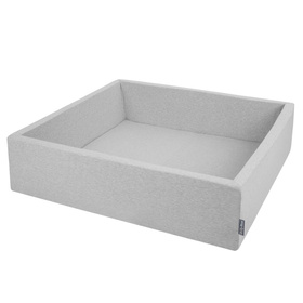 KiddyMoon Suchy basen kwadratowy z piłeczkami 7cm 120x30 Zabawka basen piankowy, jasnoszary: szary-biały-transparent-babyblue