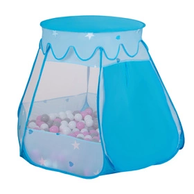 Namiot zamek NZ-100X z piłeczkami 6cm Zabawka namiot dla dzieci, niebieski: biały-żółty-pomarańcz-babyblue-turkus