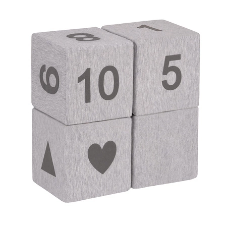 KiddyMoon Miękkie klocki 14cm Zabawka klocki z pianki, jasnoszary druk