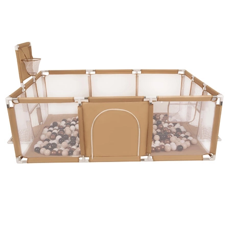 Boisko BO-100X z piłeczkami 6cm Zabawka kojec, beżowy: pastelowy beż-miedziany-biały-czarny
