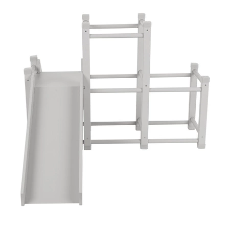 KiddyMoon Drewniany plac zabaw PG-001 Zabawka zjeżdżalnia, szary