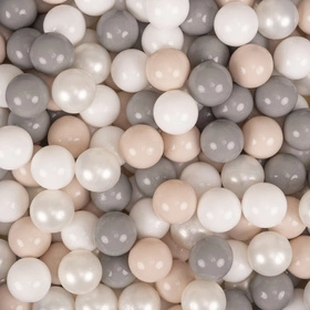 KiddyMoon Plastikowe piłeczki 7cm Zabawka zestaw kulek, pastelowy beż-biały-perła-szary
