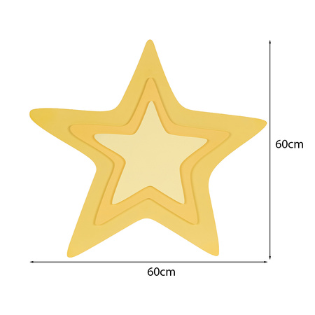 KiddyMoon Relief 3D BR-009 Star Akcesoria dekoracje, gwiazda: żółty