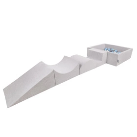 KiddyMoon Piankowy plac zabaw PPZP-KW30D-115 z piłeczkami Zabawka plac zabaw, jasnoszary: perła-szary-transparent-babyblue-mięta