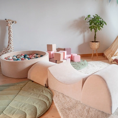 KiddyMoon Piankowy plac zabaw VELVET PPZP-OK30V-125 z piłeczkami Zabawka plac zabaw, beż piasku: pastelowy beż-pudrowy róż-perła-ciemny róż