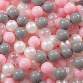 Namiot zamek NZ-100X z piłeczkami 6cm Zabawka namiot dla dzieci, szary: perła-szary-transparent-pudrowy róż