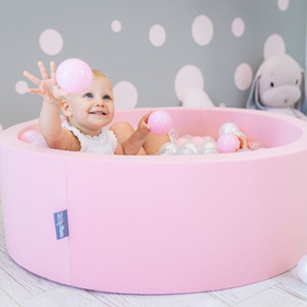 KiddyMoon Plastikowe piłeczki 7cm Zabawka zestaw kulek, pudrowy róż-transparent