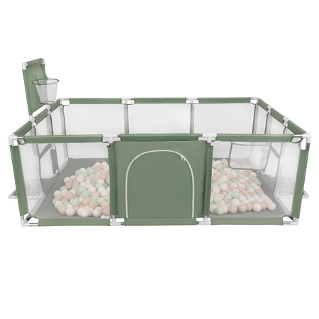 Boisko BO-100X z piłeczkami 6cm Zabawka kojec, zielony: pastelowy beż-biały-mięta