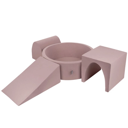 KiddyMoon Piankowy plac zabaw PPZP-OK30D-124 z piłeczkami Zabawka plac zabaw, wrzosowy: pastelowy beż-łososiowy-biały