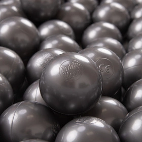 KiddyMoon Plastikowe piłeczki 7cm Zabawka zestaw kulek, srebrny