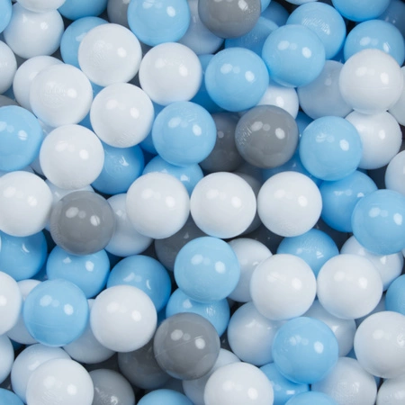 KiddyMoon Suchy basen okrągły z piłeczkami 7cm 120x30 Zabawka basen piankowy, jasnoszary: szary-biały-babyblue