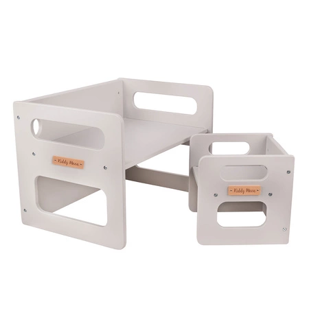 KiddyMoon Stolik + krzesło TC-001 Mebel zestaw mebelków, MDF grey