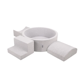 KiddyMoon Piankowy plac zabaw PPZP-OK30D-134 z piłeczkami Zabawka plac zabaw, jasnoszary: perła-szary-transparent-pudrowy róż