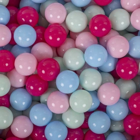 KiddyMoon Suchy basen okrągły z piłeczkami 7cm Zabawka basen piankowy, wrzosowy: pudrowy róż-ciemny róż-babyblue-mięta